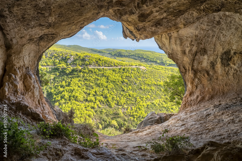 Obraz na płótnie Lookout view from the Damianos cave on Zakynthos island, Greece. w salonie