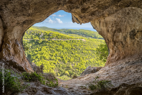 Lookout view from the Damianos cave on Zakynthos island, Greece. © Mazur Travel