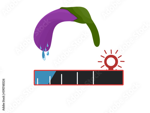 vector illustration of eggplant dripping water as premature ejaculation education concept