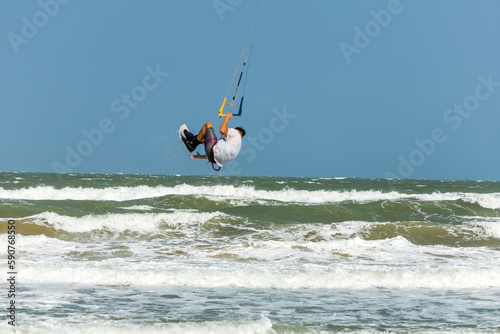 photo shoot of freestyle kiteboarding