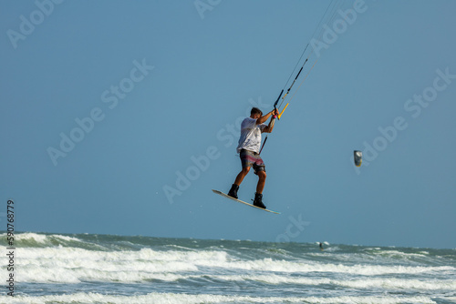 photo shoot of freestyle kiteboarding