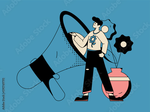 Notice bulletin vector creative flat hand drawn illustration
