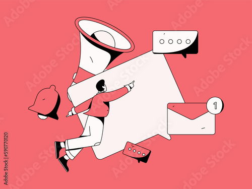 Notice bulletin vector creative flat hand drawn illustration
