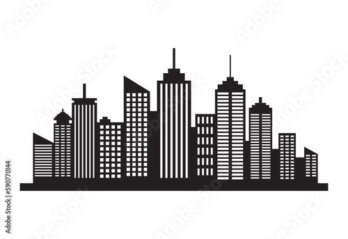 Building silhouette cityscape silhouette. Modern flat city architecture urban city landscape