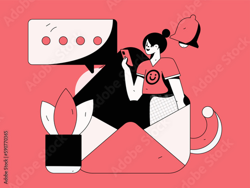 Notice bulletin vector creative flat hand drawn illustration
