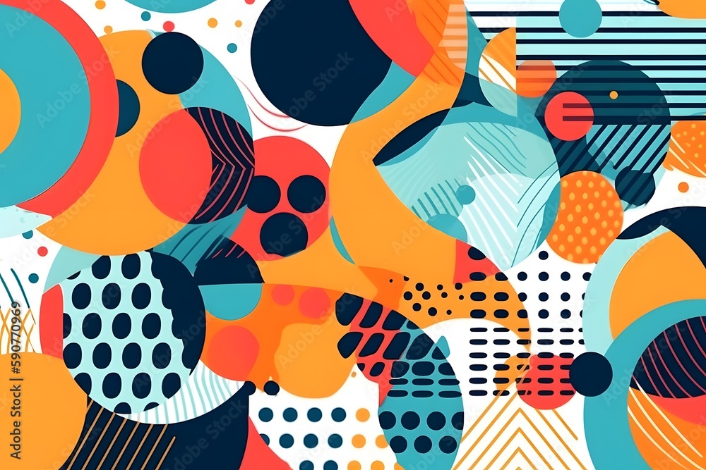 Abstract geometric patterns in bright colors on a white background. Generative Ai. Abstract geometric patterns in bright colors on a white background. Generative Ai.