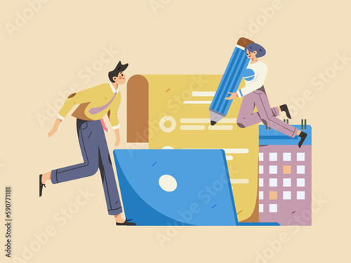 Notice bulletin vector creative flat hand drawn illustration
