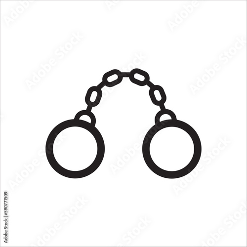 Handcuff vector icon. Handcuffs flat sign design. Cuffs symbol pictogram. Police handcuffs isolated icon. UX UI icon