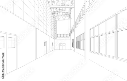 3D illustration of building project