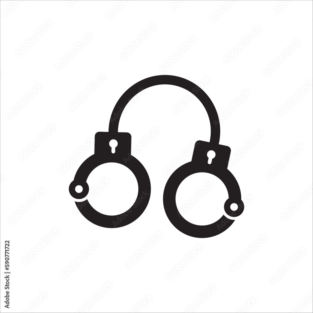 Handcuff vector icon. Handcuffs flat sign design. Cuffs symbol pictogram. Police handcuffs isolated icon. UX UI icon Handcuff vector icon. Handcuffs flat sign design. Cuffs symbol pictogram. Police handcuffs isolated icon. UX UI icon