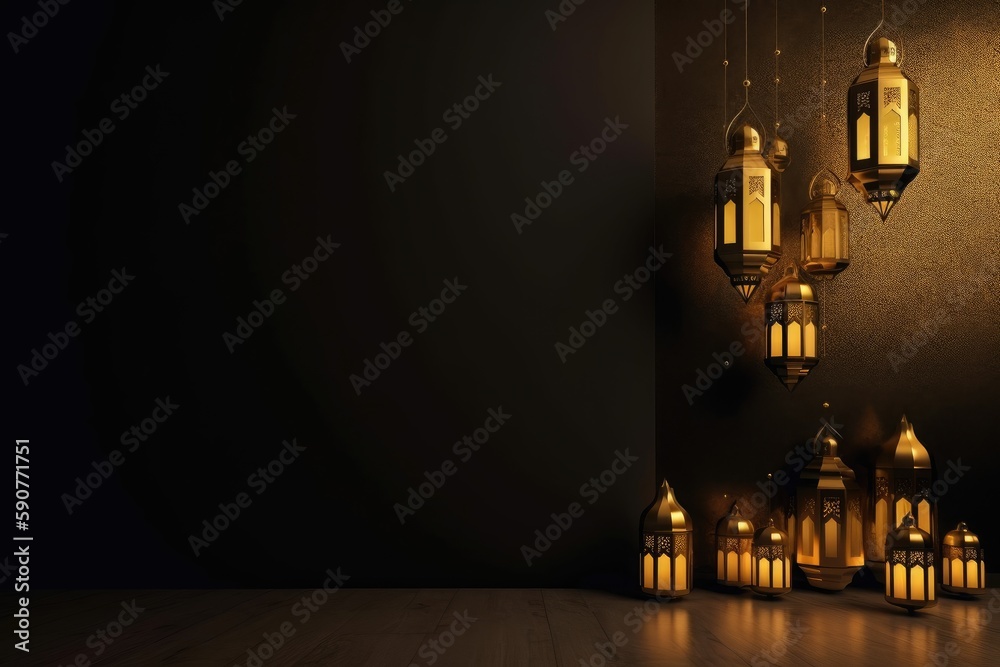 Fototapeta premium Islamic Lamp Background Ramadan Kareem Concept Created With Generated By AI