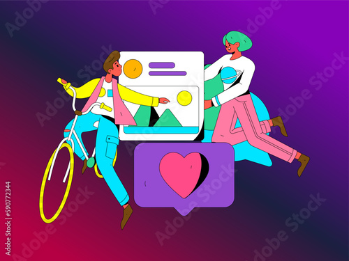Notice bulletin vector creative flat hand drawn illustration
