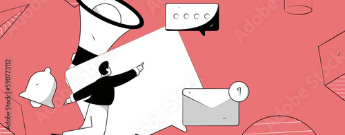 Notice bulletin vector creative flat hand drawn illustration
