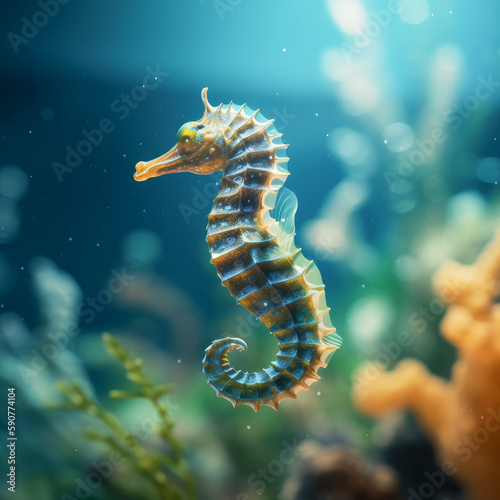 seahorse on a reef in the Mediterranean Sea photo