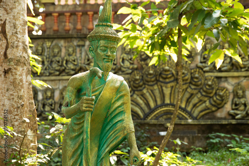 Ancient statue of wiseacre elder in Cambodia