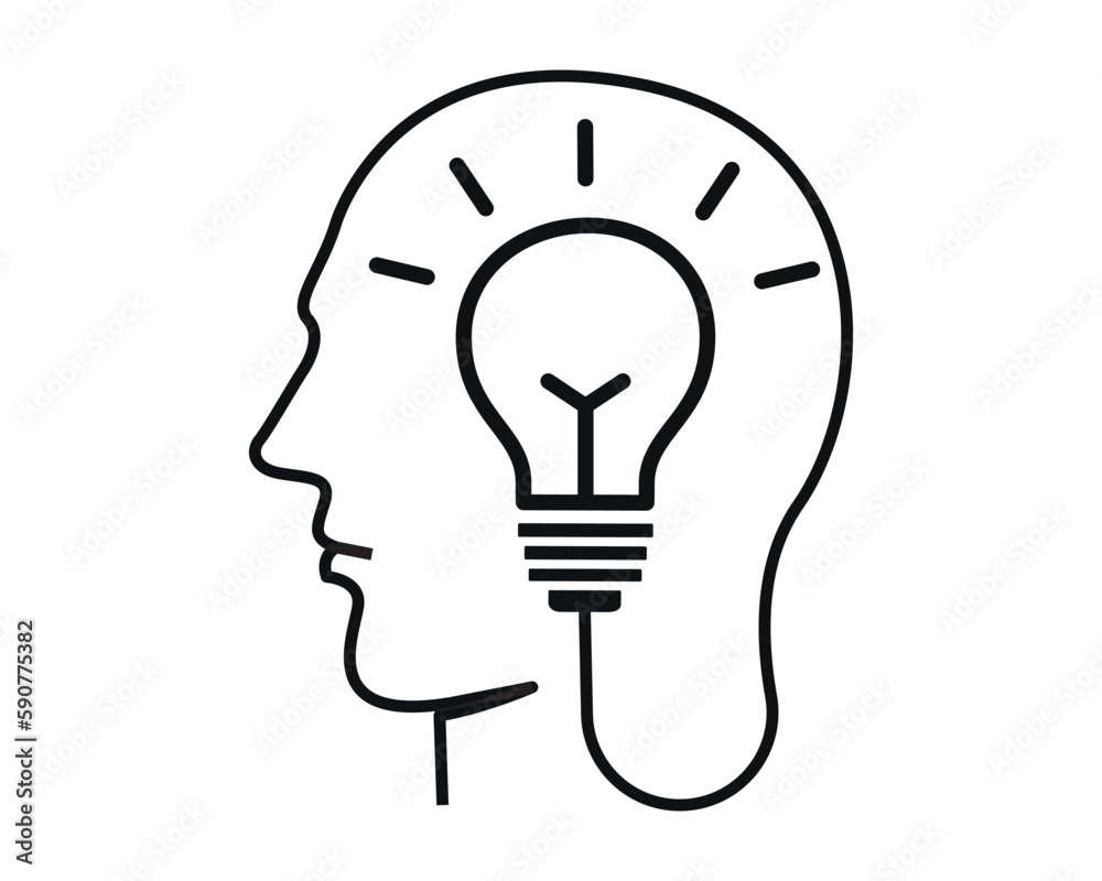 creative idea concept. light bulb on man head. Brainstorming, creative idea icon design. creative idea concept. light bulb on man head. Brainstorming, creative idea icon design.