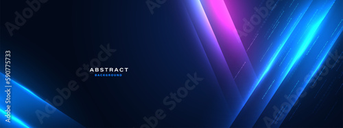 Blue technology background with motion neon light effect.Vector illustration	
