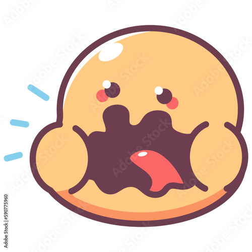 Belching emoticon vector cartoon sign isolated on a white background.