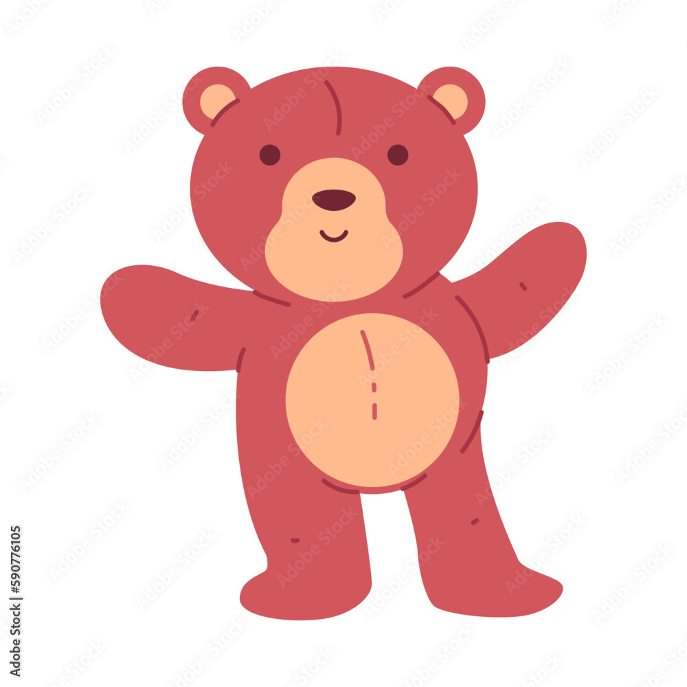 Fototapeta premium Cute bear toy vector cartoon character isolated on a white background.