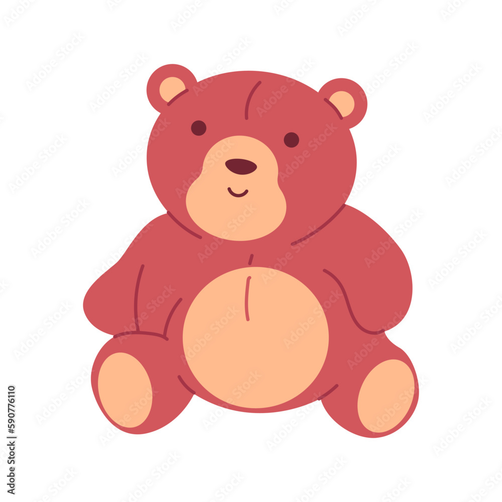 Sitting bear toy vector cartoon character isolated on a white background. Sitting bear toy vector cartoon character isolated on a white background.