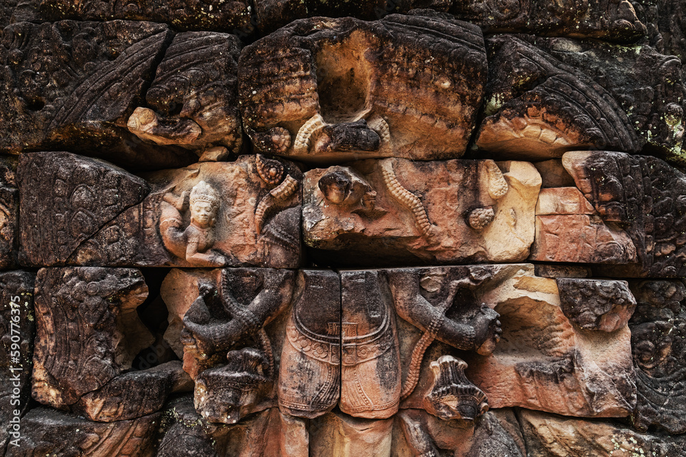 Naklejka premium Ruins of ancient Khmer temple in Siem Reap, Cambodia