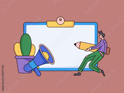 Notice bulletin vector creative flat hand drawn illustration
