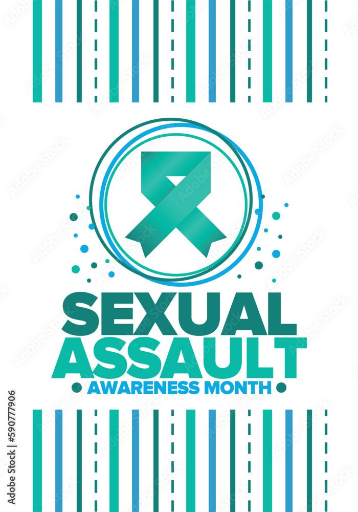 Sexual Assault Awareness Month in April. Annual campaign to promote education and the prevention of sexual violence. Social awareness symbol. Stop violence. Vector illustration Sexual Assault Awareness Month in April. Annual campaign to promote education and the prevention of sexual violence. Social awareness symbol. Stop violence. Vector illustration