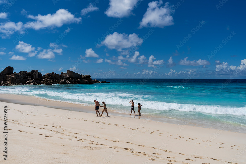 La Digue Island has several beautiful beaches that are perfect for swimming, sunbathing, and relaxing. The beaches are usually uncrowded and offer a peaceful and tranquil atmosphere.