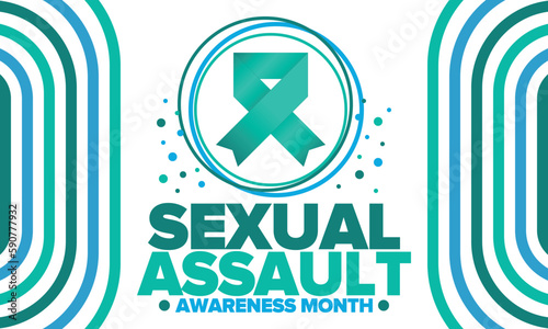 Sexual Assault Awareness Month in April. Annual campaign to promote education and the prevention of sexual violence. Social awareness symbol. Stop violence. Vector illustration