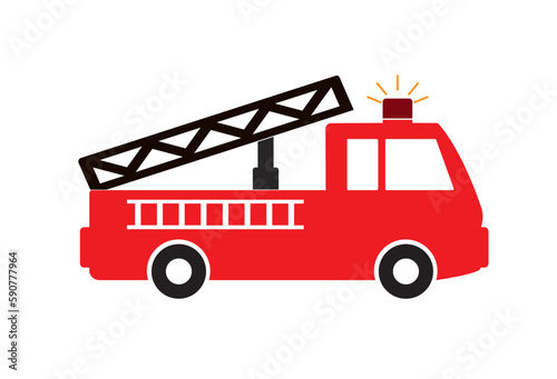 Fire truck icon, firefighter car sign, color on white background