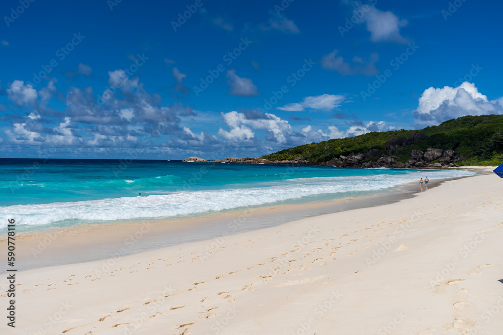 La Digue Island has several beautiful beaches that are perfect for swimming, sunbathing, and relaxing. The beaches are usually uncrowded and offer a peaceful and tranquil atmosphere.