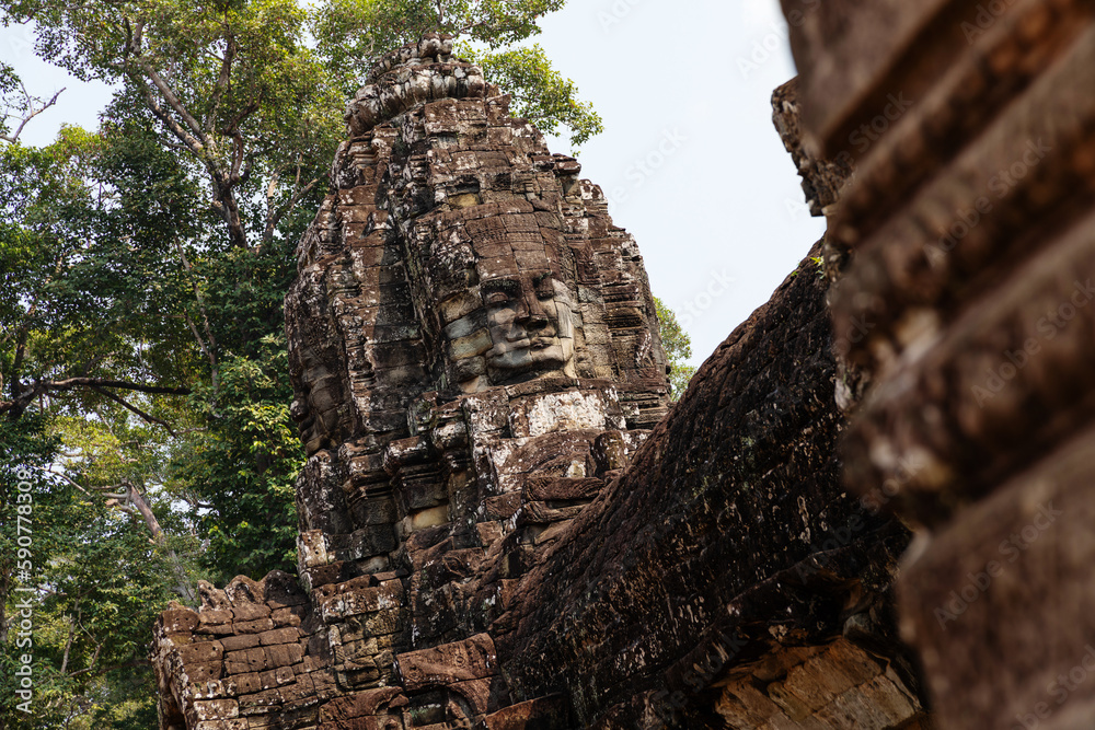 Fototapeta premium Ruins of Bayon Temple in Angkor wat in Siem Reap, Cambodia
