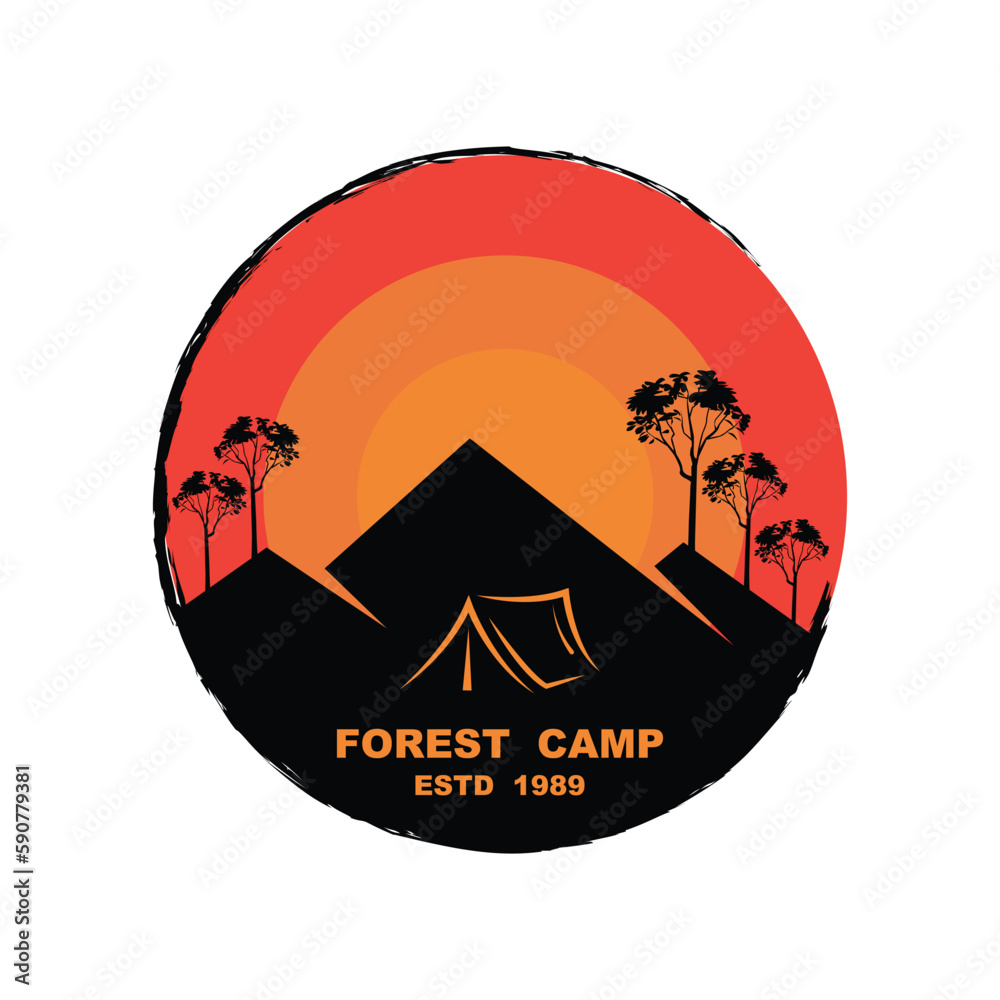 Forest Camp Logo Design, Outdoor logo, Adventure logo template