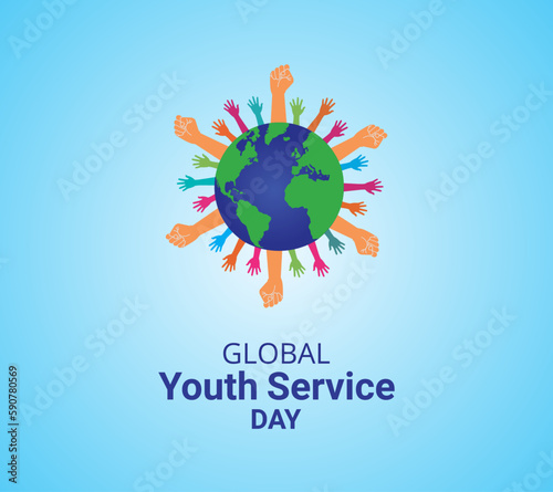 Global Youth Service Day. International Youth Day. holiday concept. template with banner, poster, card. vector illustration. flat design.