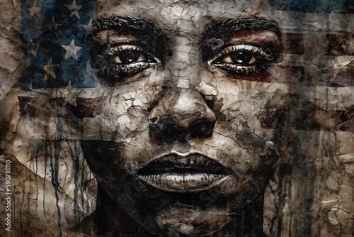 Black Lives Matter. The problem of culture, racism, and the descrImination of slavery. Juneteenth Emancipation Day. June 19. Freedom of Glosa Rights , fist of the chain Afro-American. Generative AI photo