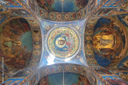 Church of Savior on spilled blood interiors in Saint Petersburg  Russia