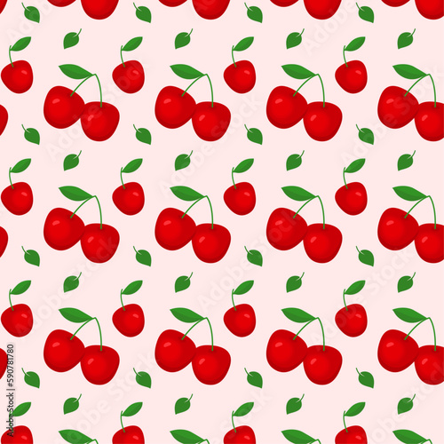 Cherry pattern on the pink background