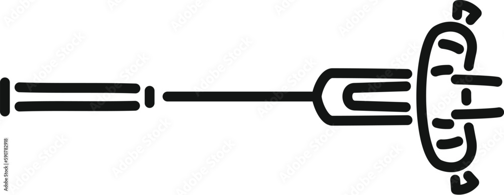 Sausage on fork icon outline vector. Bbq meat. Cook roast Sausage on fork icon outline vector. Bbq meat. Cook roast