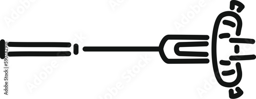 Sausage on fork icon outline vector. Bbq meat. Cook roast