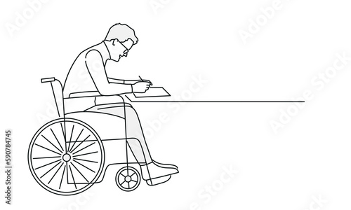 Businessman in wheelchair working.