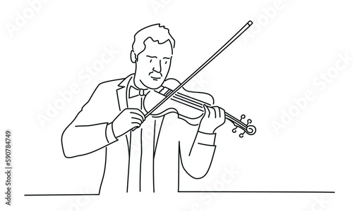 Man with a violin in his hands.