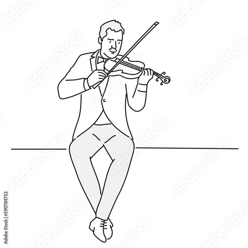Violinist plays a classical musical instrument.