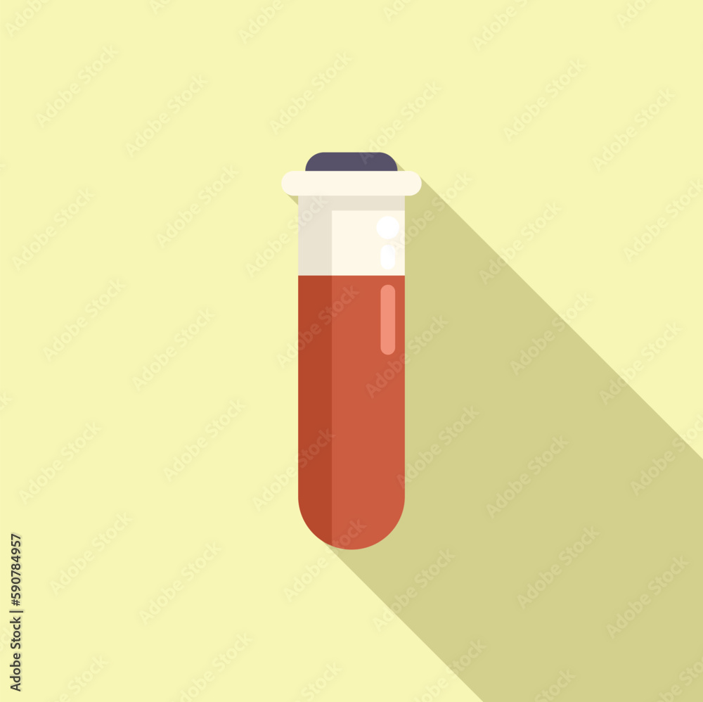 Blood test tube icon flat vector. Immune system. Body defense Blood test tube icon flat vector. Immune system. Body defense