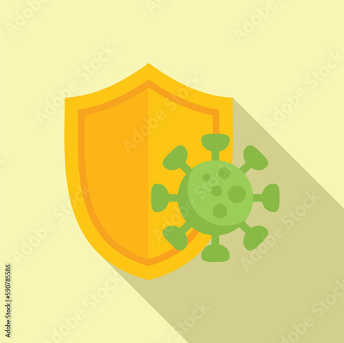 Virus shield protection icon flat vector. Stop immune. Infection person