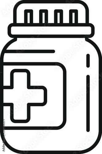 Pills jar icon outline vector. System health. Person protect