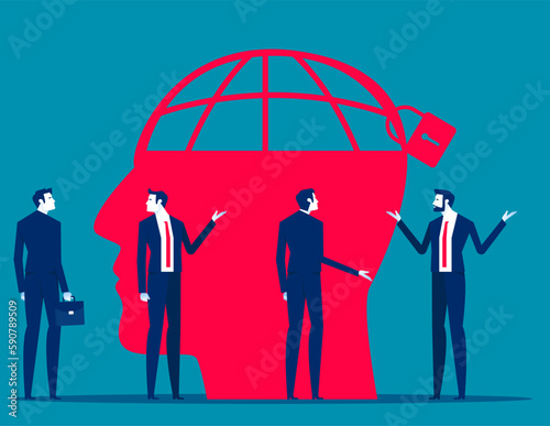 People with their heads locked. Business vector illustration