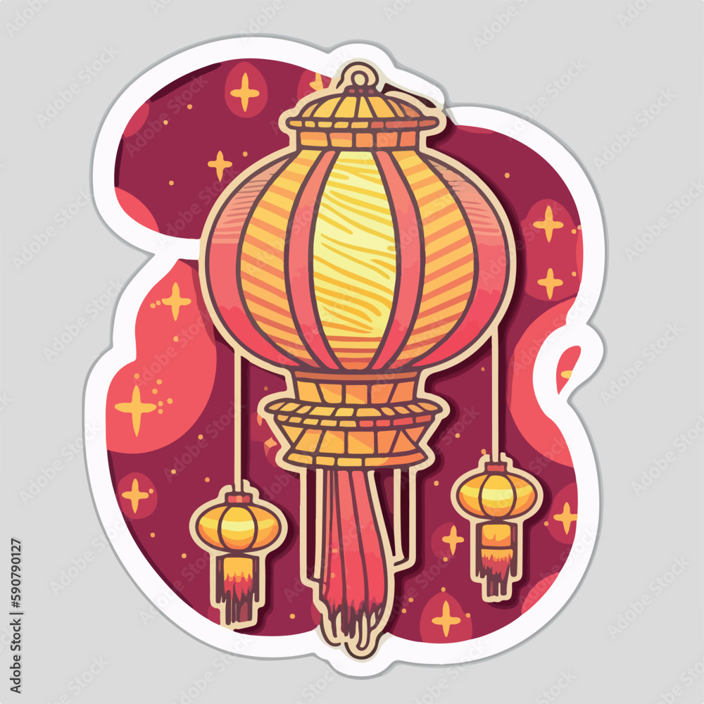 A traditional Chinese lantern with a minimalist design and simple shapes.