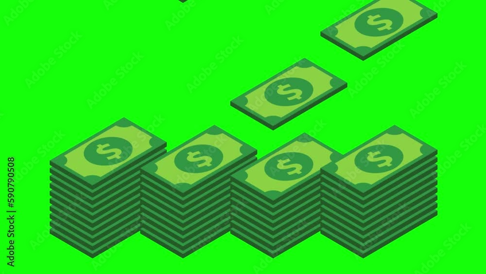 Falling pile of US Dollar Money in 4K with Green Screen Falling pile of US Dollar Money in 4K with Green Screen