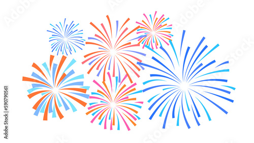 set of colorful fireworks png for design refrence, lightful fireworks animation 