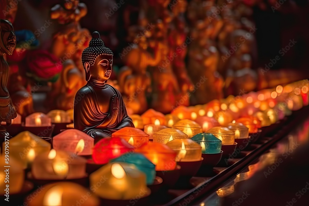 illuminated buddhist prayer, generative AI illuminated buddhist prayer, generative AI